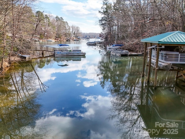 view of dock featuring a water view