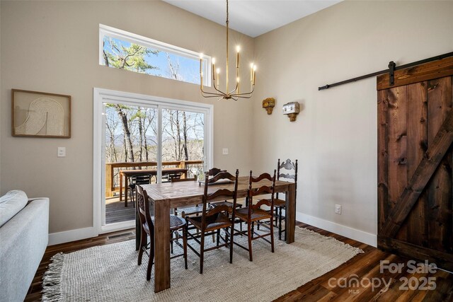 186 S Slope Ln, Old Fort, NC 28762 - dining room featuring baseboards, an inviting chandelier, and wood finished floors