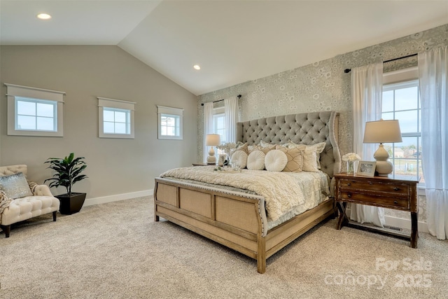 Lot13 Mayes Meadow Drive Nottingham, Cornelius, NC 28078 - bedroom with multiple windows, light carpet, lofted ceiling, and recessed lighting