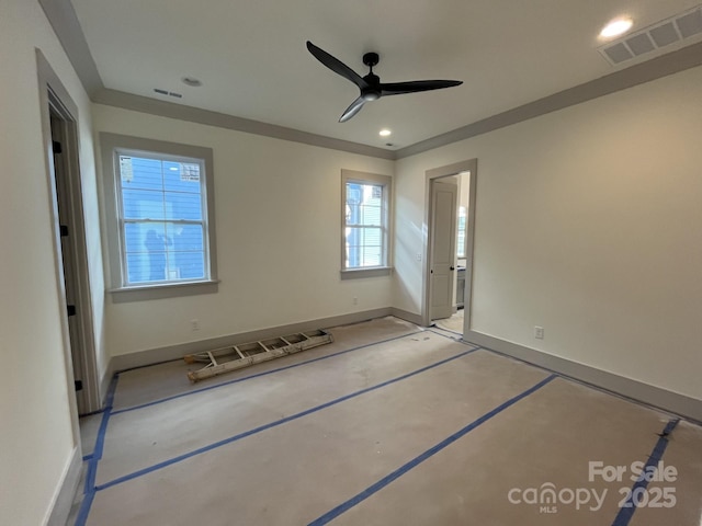 interior space featuring ceiling fan