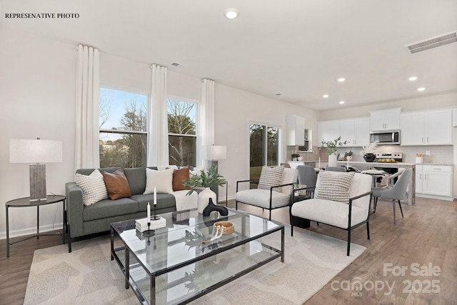 living room featuring light hardwood / wood-style floors