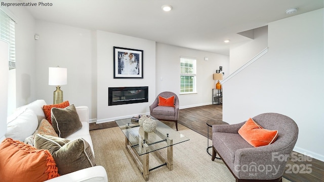 living room with hardwood / wood-style floors