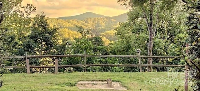 view of mountain feature featuring a rural view