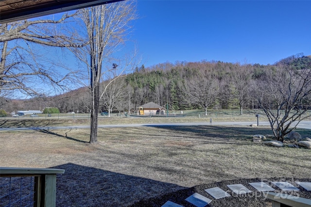 view of yard with a mountain view