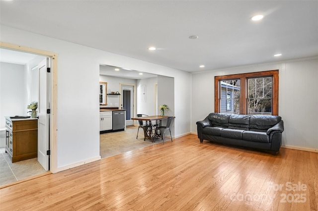 living room featuring light hardwood / wood-style flooring