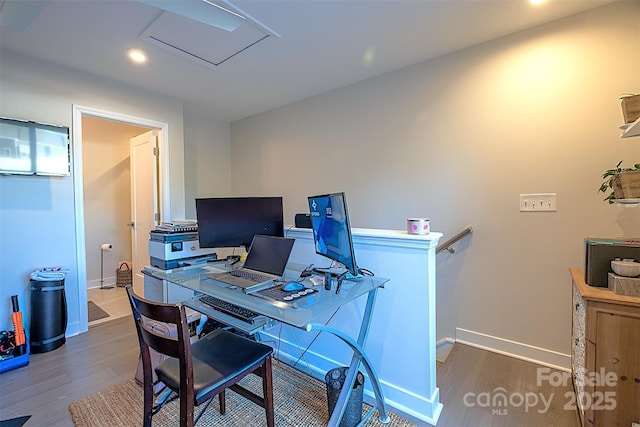 office featuring wood-type flooring