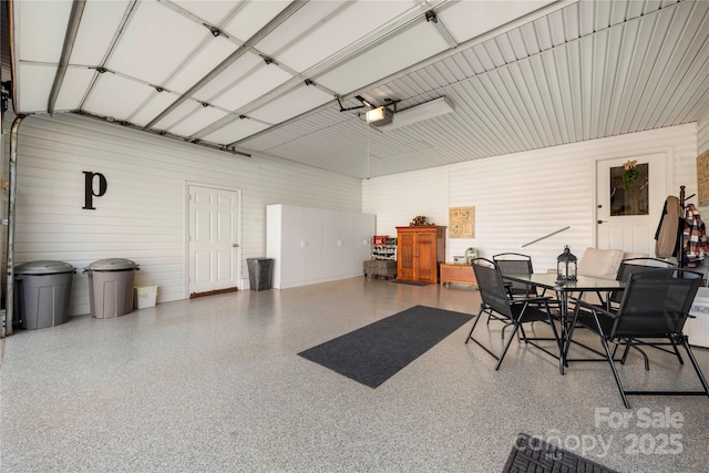 garage with a garage door opener