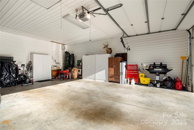 garage with a garage door opener