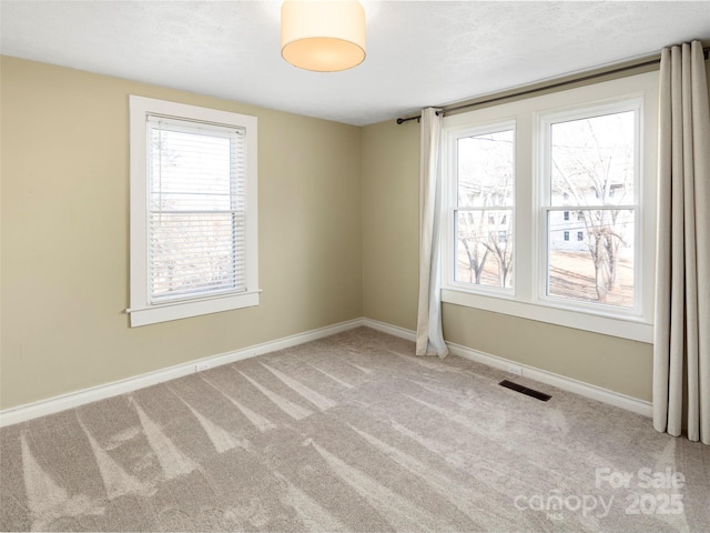 spare room with light carpet and plenty of natural light