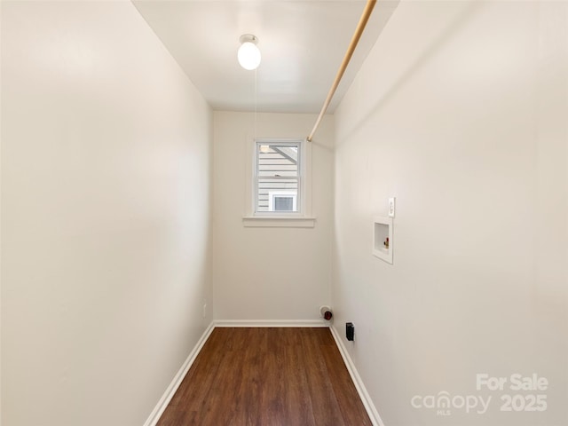 laundry room with washer hookup and dark hardwood / wood-style floors