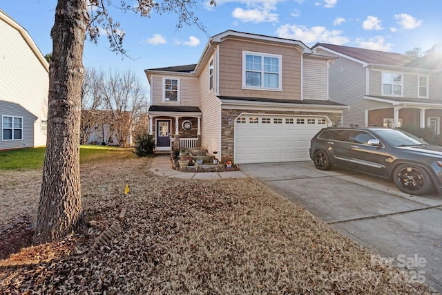 front facade with a garage