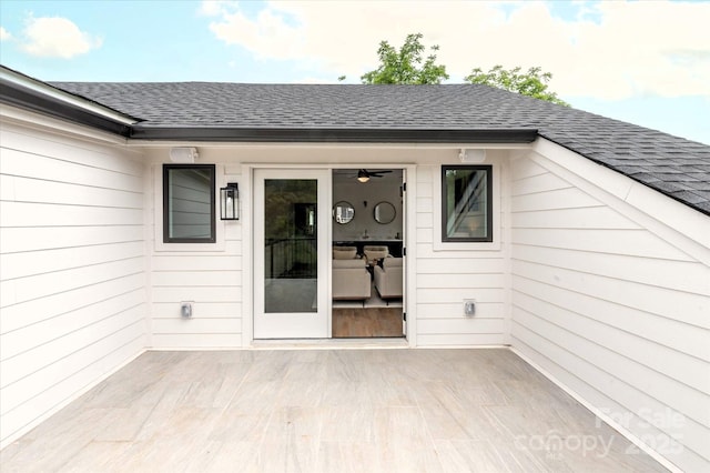 property entrance with a patio