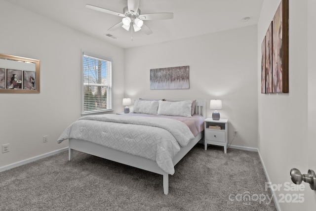 bedroom with carpet floors and ceiling fan