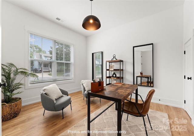 office area featuring light wood-type flooring