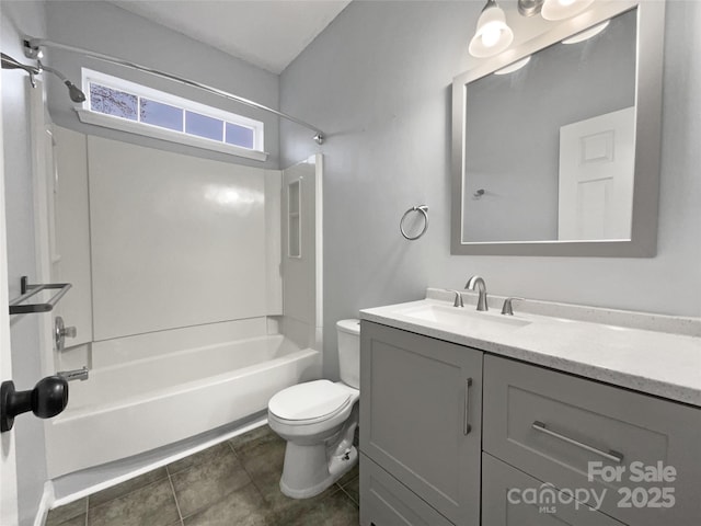 full bathroom featuring vanity, toilet, and shower / bathing tub combination