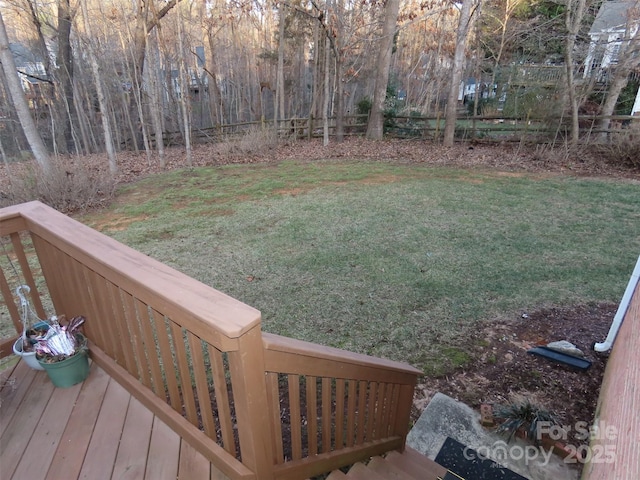 view of yard with a wooden deck