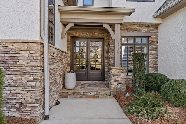 doorway to property with french doors