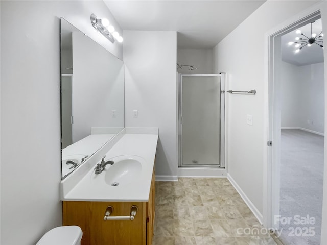 bathroom featuring vanity and walk in shower