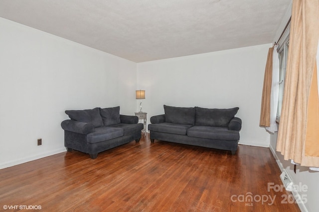 living room featuring dark hardwood / wood-style flooring