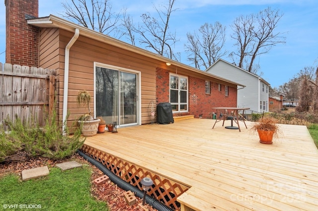 deck featuring area for grilling