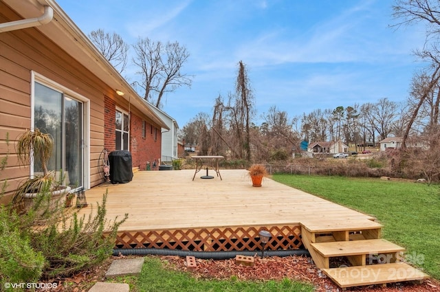 deck with a lawn