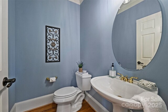 bathroom featuring sink, hardwood / wood-style flooring, and toilet