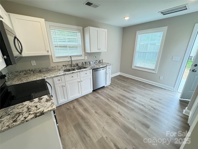 kitchen with white cabinets, sink, and dishwasher