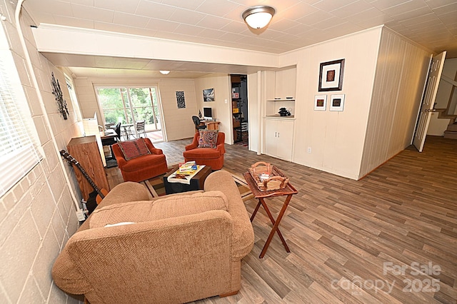 living room featuring wood-type flooring