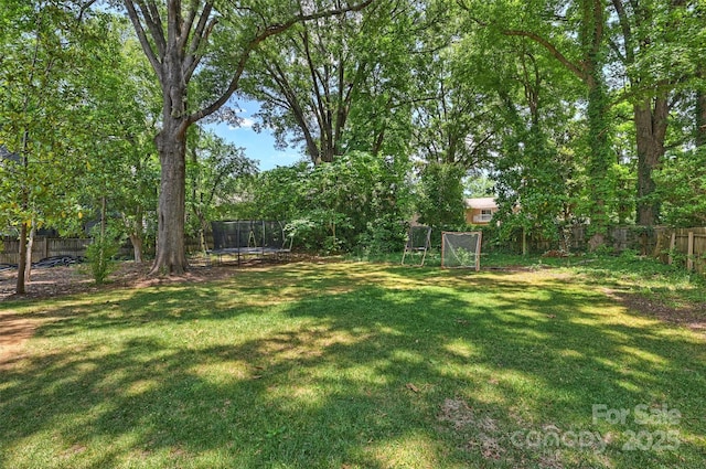 view of yard featuring a trampoline