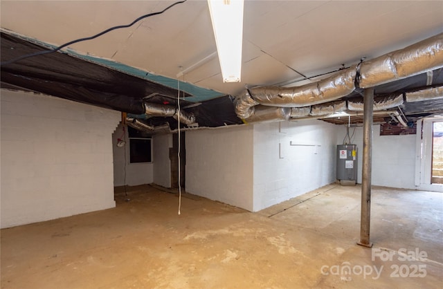 basement with electric water heater