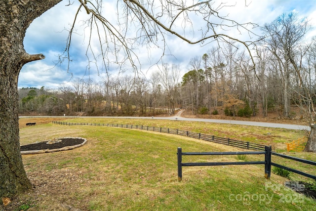 view of yard featuring a rural view