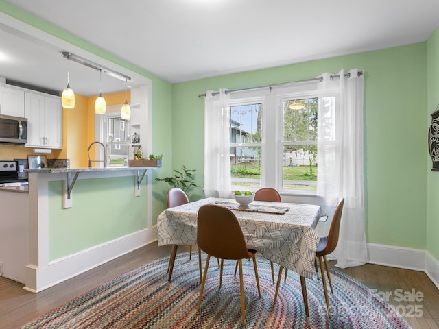 dining room featuring baseboards and dark wood finished floors