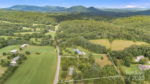 aerial view with a mountain view