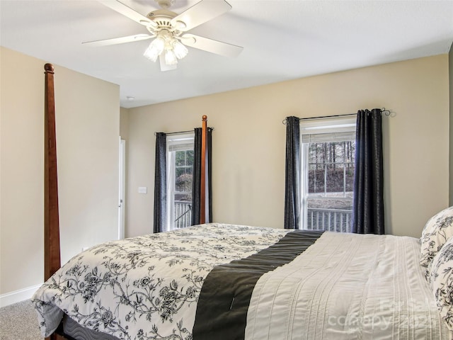 bedroom featuring ceiling fan