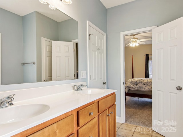 bathroom with vanity and tile patterned floors