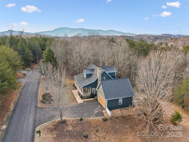 aerial view featuring a mountain view