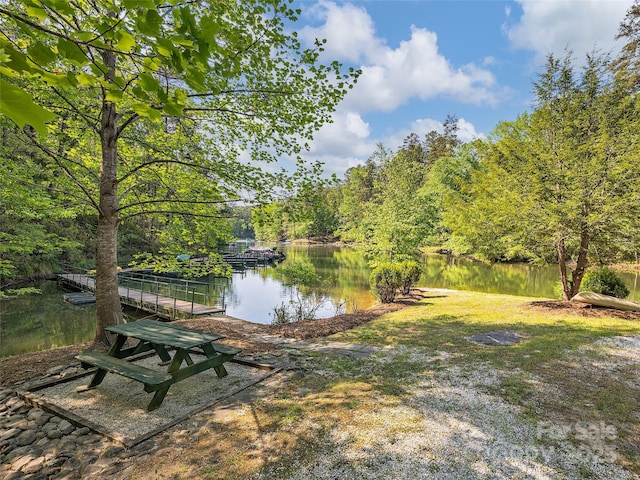 view of yard with a water view