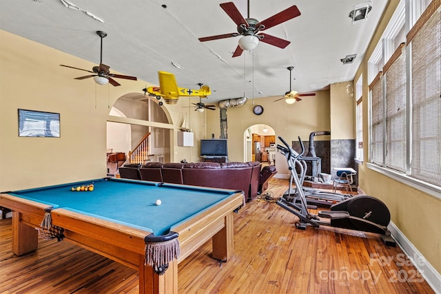 recreation room featuring light hardwood / wood-style floors