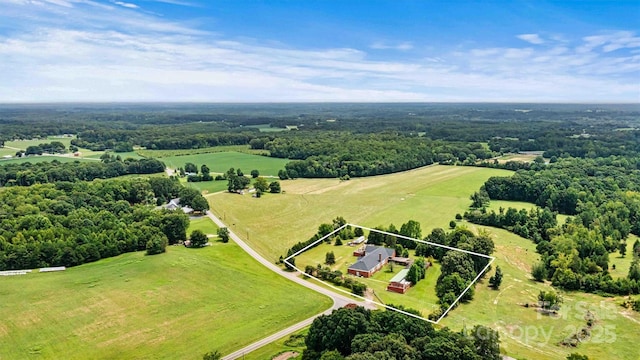 aerial view featuring a rural view