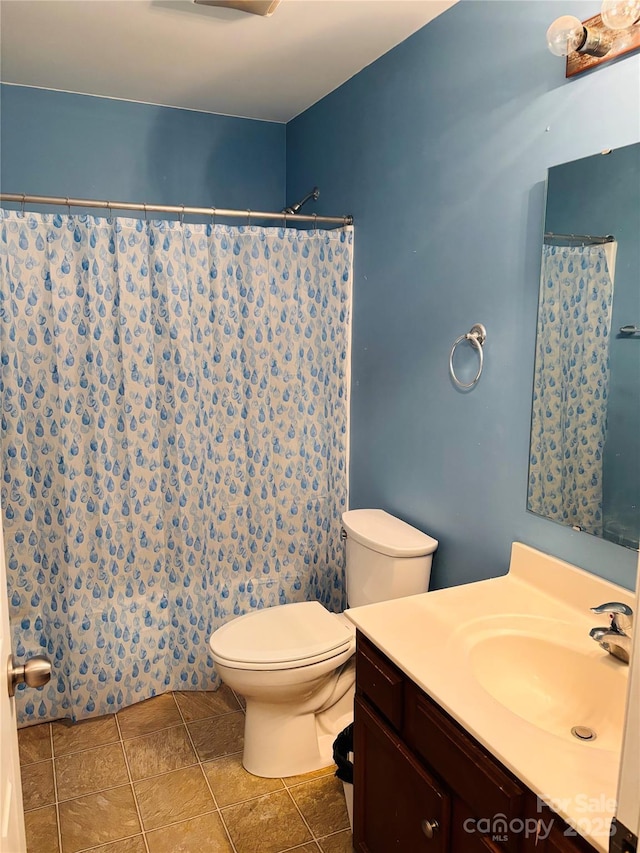 bathroom featuring tile patterned floors, vanity, and toilet