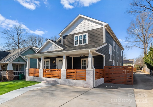 craftsman inspired home with covered porch