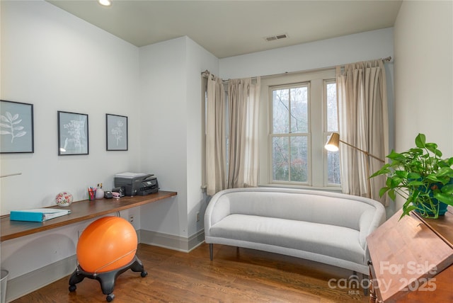 office area featuring hardwood / wood-style floors