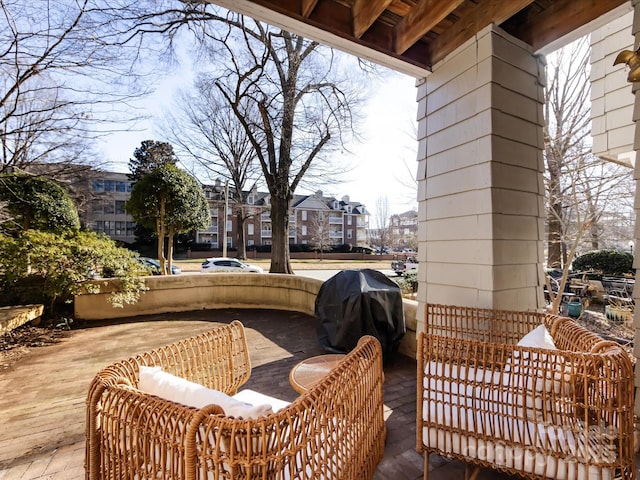 view of patio with area for grilling