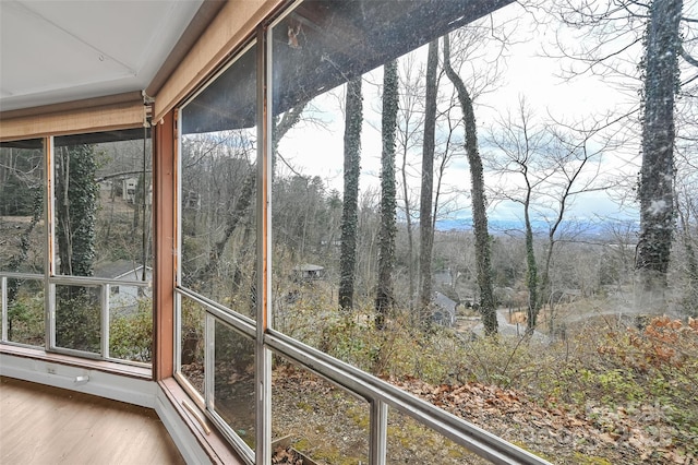 view of unfurnished sunroom