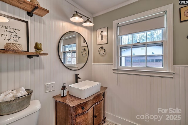 bathroom with vanity and toilet