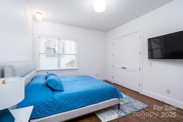 bedroom featuring dark hardwood / wood-style flooring