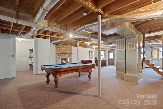 2076 Jay Clark Rd, Morganton, NC 28655 - playroom with billiards, carpet, and visible vents