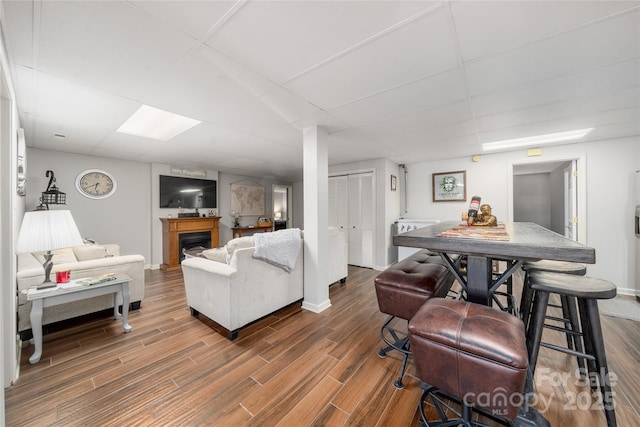 living room featuring wood-type flooring