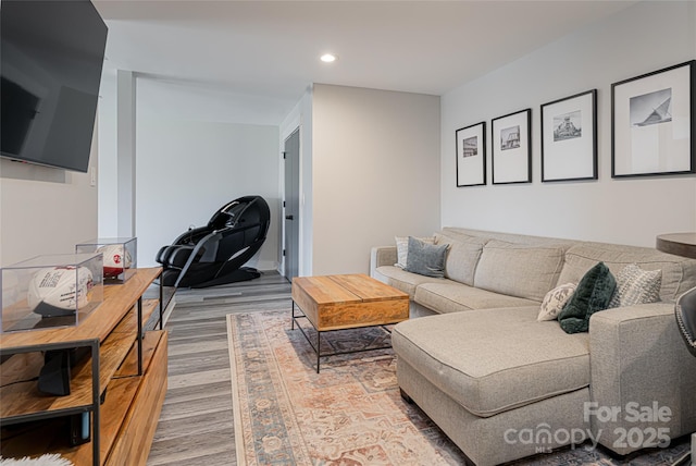 living room with wood-type flooring