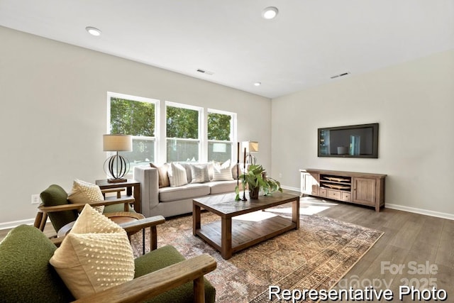 living room featuring hardwood / wood-style floors